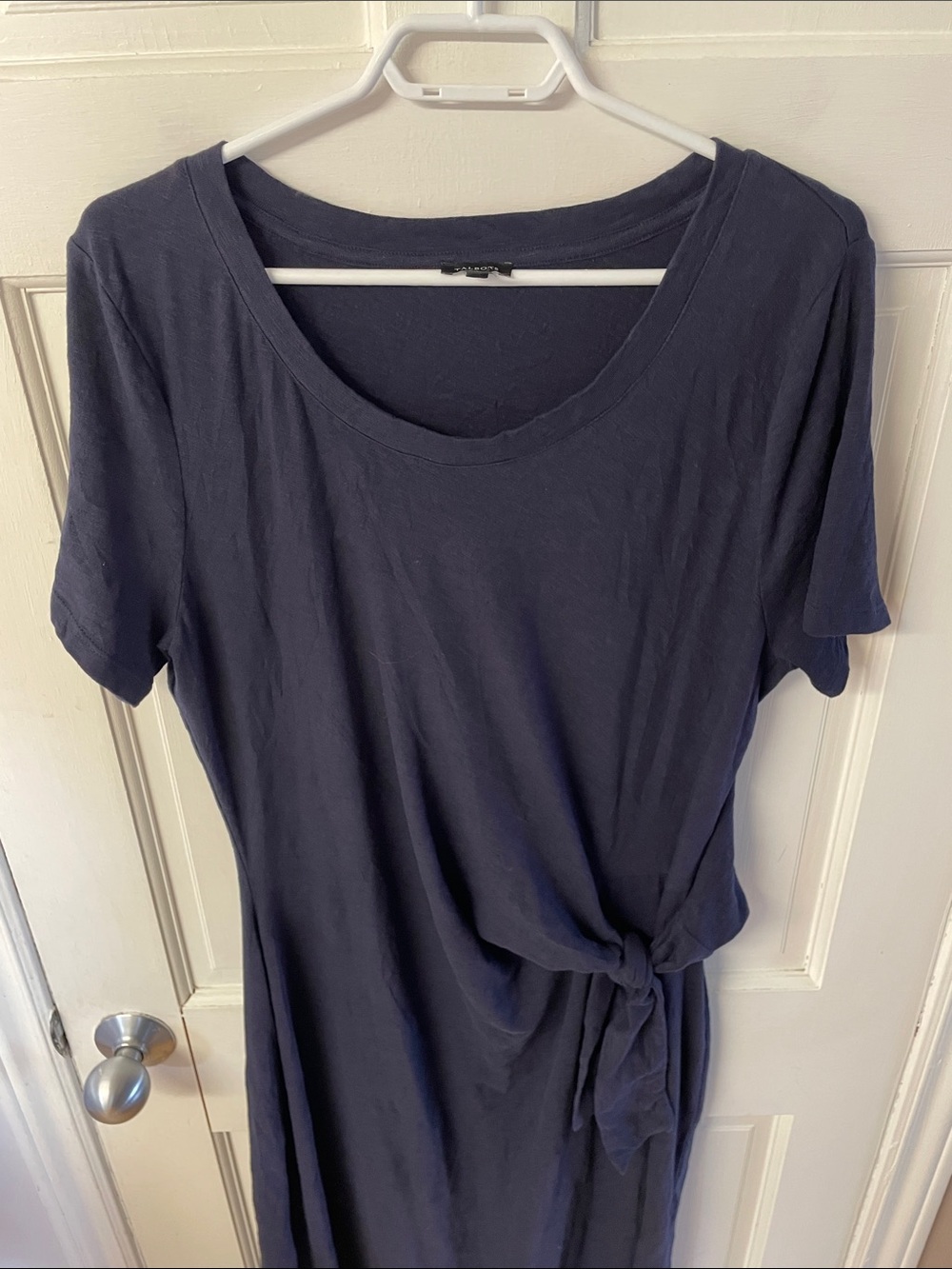 Talbots navy cotton t shirt dress with side twist tie women’s midi dress size XL